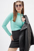 Women Sky Blue Highneck Full sleeves T-shirt